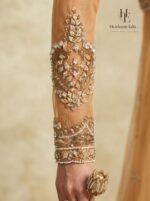 Mahgul warm saffron-gold hue Anarkali with lehnga - Image 4