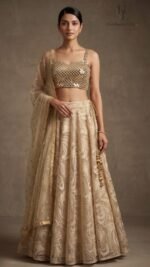 Champagne Gold Mirrorwork Lehenga