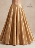 Mahgul warm saffron-gold hue Anarkali with lehnga - Image 2