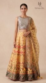 Mustard Floral Printed Lehenga