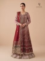 A regal crimson bridal with intricate antique gold craftsmanship - Image 6