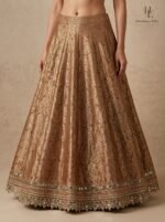 A regal crimson bridal with intricate antique gold craftsmanship - Image 4