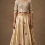 Chikankari champagne-gold lehenga