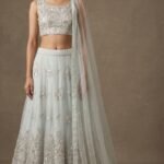 Icy Blue Shimmer Floral Couture Set