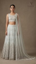 Icy Blue Shimmer Floral Couture Set
