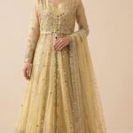 Muted pistachio-gold hue full Pishwas