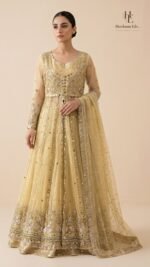 Muted pistachio-gold hue full Pishwas