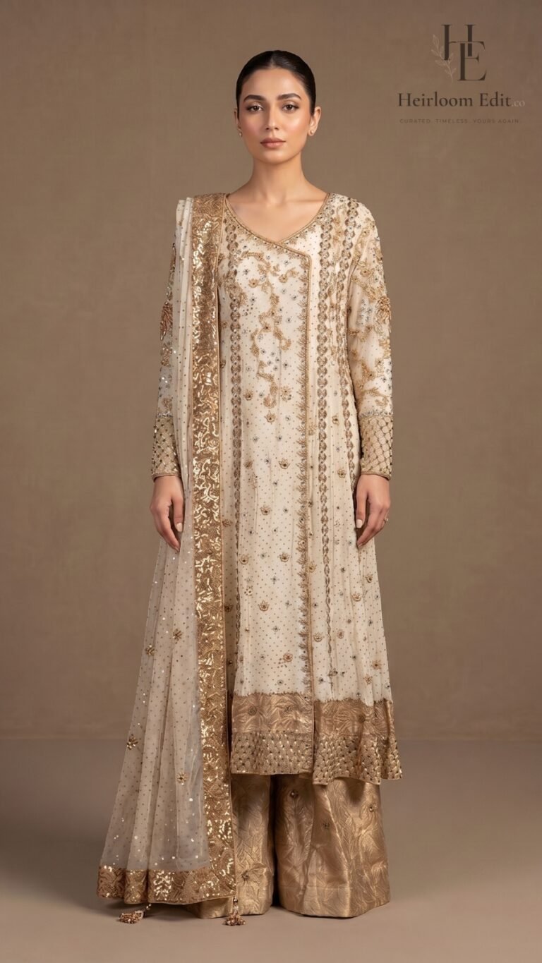 Noor-e-Ivory (6) - Elegant ivory ensemble with intricate detailing