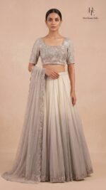 Silver-grey palette with delicate hand embellishments by designer Sana Tata